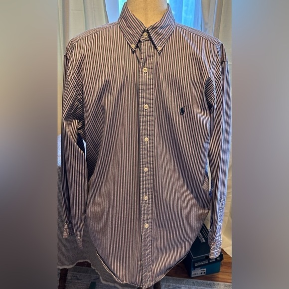 Polo by Ralph Lauren Men Button-down Shirt Size 17.5 Classic Fit Striped - Picture 1 of 4